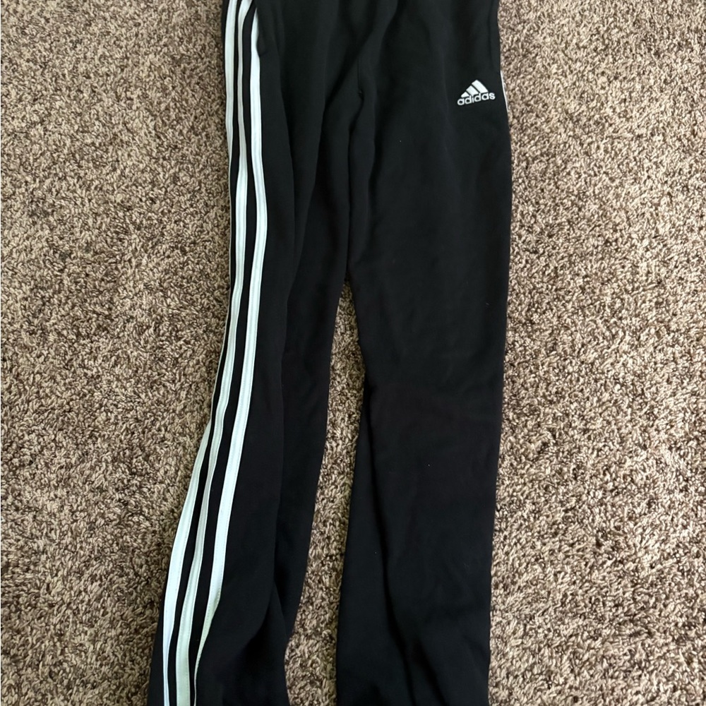 Adidas Kids Black Joggers with White Stripes